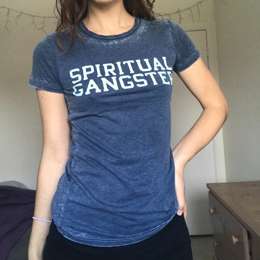 Spiritual Gangster Women's Short Sleeve Tee in Navy with White Logo